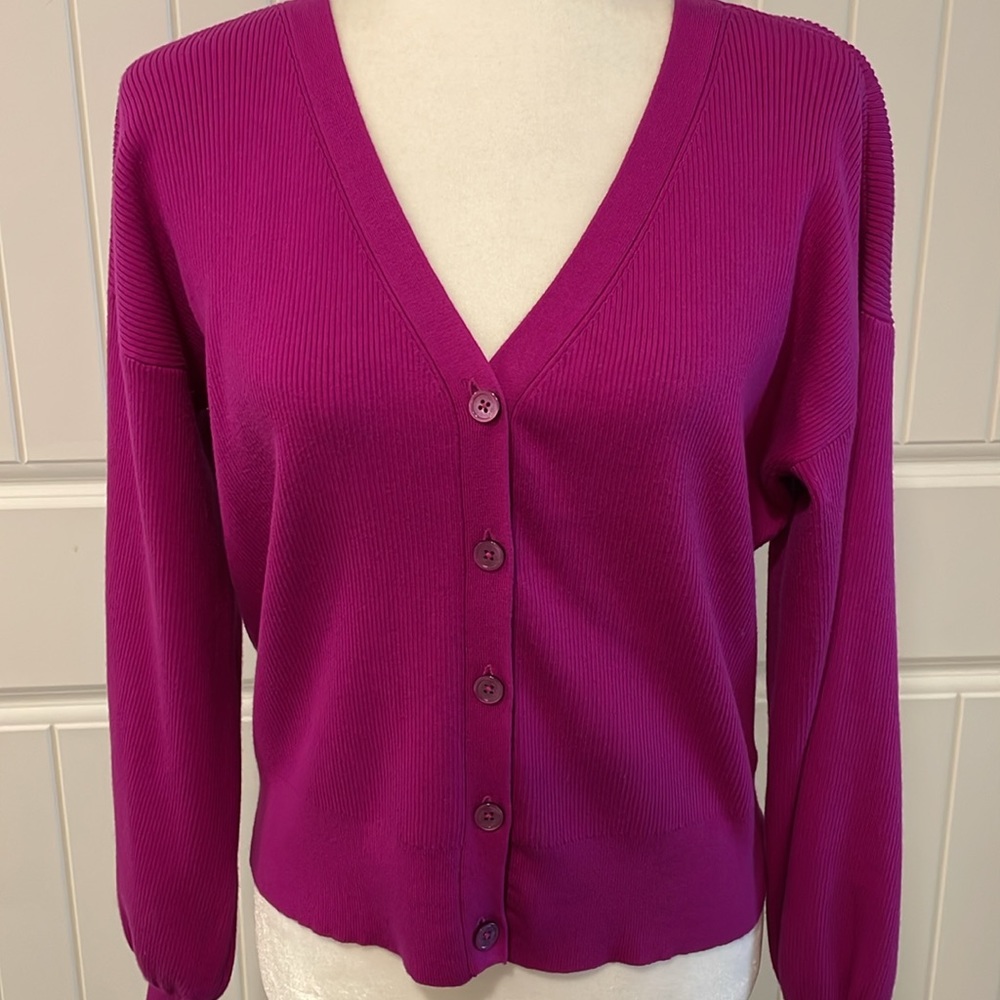 Lauren Ralph Lauren Cotton Blend V-Neck Button Front Cardigan